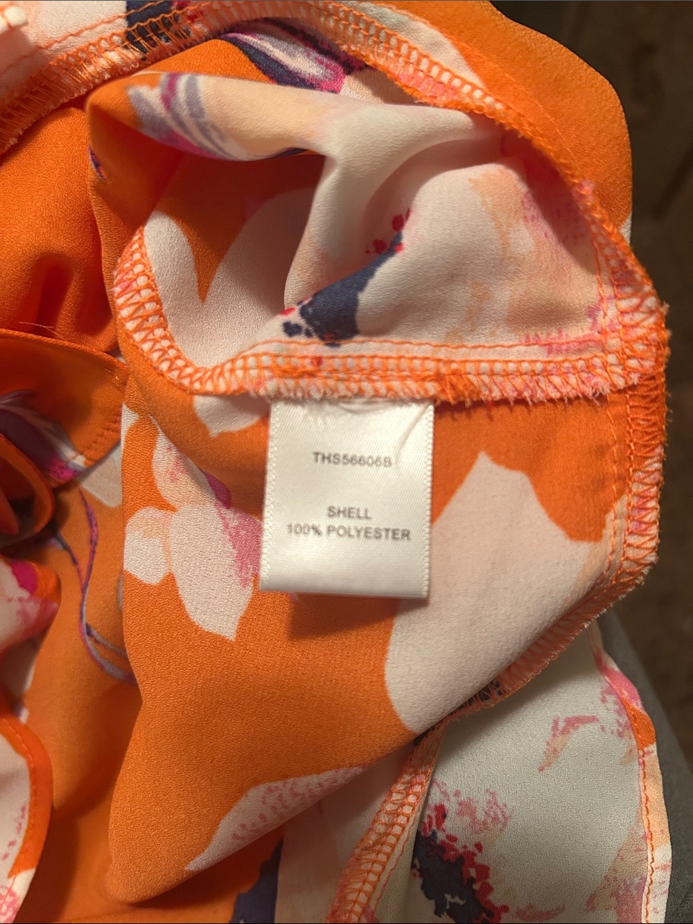 Women's Orange Floral V-Neck Tie-Front Blouse - Picture 7 of 7